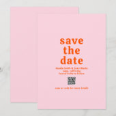 Save The Date Police rétro Orange et rose QR Code moderne Mariag (Devant / Derrière)
