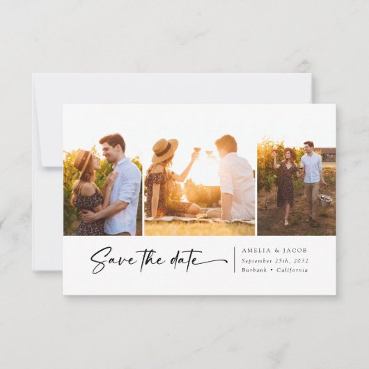 Save The Date Police Trois Photo Script Moderne Enregistrer La D (Devant)