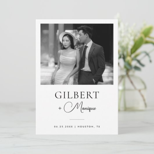 Save The Date Polices opposées Black White Photo QR Code Mariage (Debout devant)