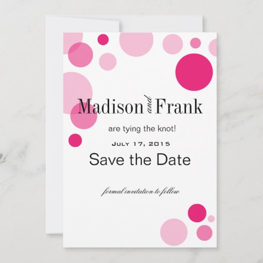 Save The Date Polka Dot Parade Photo Enregistrer la date rose ch (Dos)