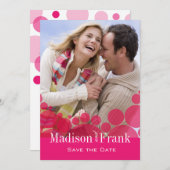 Save The Date Polka Dot Parade Photo Enregistrer la date rose ch (Devant / Derrière)