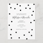 Save the Date Polka Dots Elegant Zwart-wit Aankondigingskaart (Voorkant)