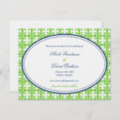 Save The Date Pomme vert marine ovale preppy mariage enregistrer (Devant / Derrière)