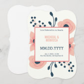 Save The Date Pommes et fleurs bleues mariage rustique (Devant / Derrière)