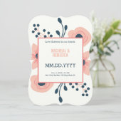 Save The Date Pommes et fleurs bleues mariage rustique (Debout devant)