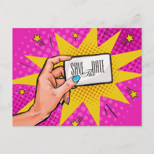 Save the Date Pop Art Briefkaart Invitation