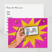 Save the Date Pop Art Briefkaart Invitation (Voorkant / Achterkant)