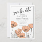 Save The Date Poppies de Pêche Élégantes modernes Mariage Floral (Devant)