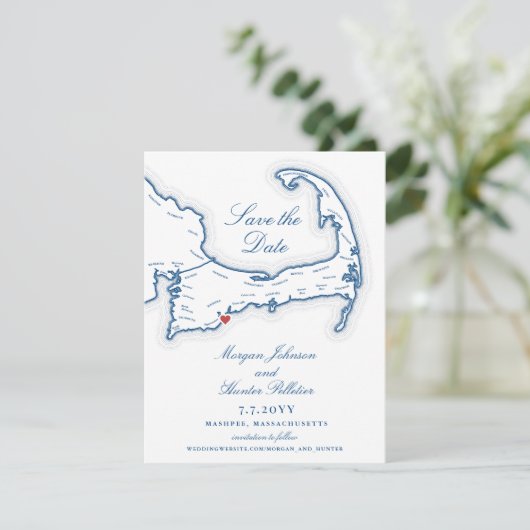 Save The Date Popponesset Inn New Seabury Cape Cod Map Élégant (Debout devant)