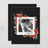 Save The Date Poppy Fleurs sauvages Dark Mariage Photo Enregistr (Devant / Derrière)