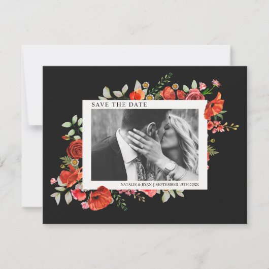 Save The Date Poppy Fleurs sauvages Dark Mariage Photo Enregistr (Devant)