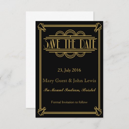 Save The Date Portes Art Déco des années 20 Roaring Enregistrer (Devant / Derrière)