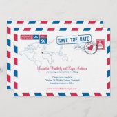 Save The Date Portugal Air Mail Mariage Enregistrer La Date (Devant / Derrière)
