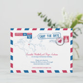Save The Date Portugal Air Mail Mariage Enregistrer La Date (Debout devant)