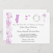 Save The Date Portugal Sauvegarder La Date En Pourpre Et Blanc (Devant / Derrière)