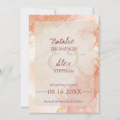 Save The Date Poser Orange Or Marbre Effet Mariage élégant (Devant)