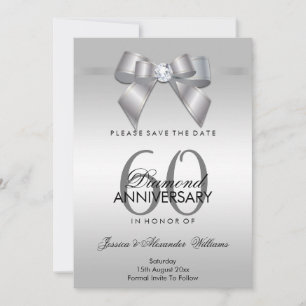 Save The Date Posh Gem Bow & Ribbon 60e anniversaire de Mariage