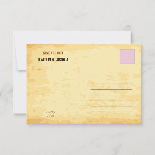 Save The Date Poster Recherché 💍 Thème Occidental Mariage Photo (Dos)