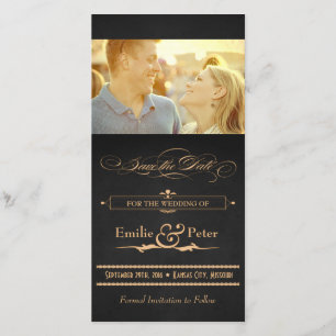 Save The Date Poster vintage Charbon & Or Enregistrer la date