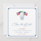 Save The Date Pot à gingembre de mariage drapeau américain bleu (Devant)