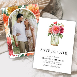 Save The Date Pot de fleurs coloré Dahlia en bocal Mason pour ma