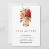 Save The Date Pot de fleurs d'automne Dahlia en bocal Mariage ph (Devant)