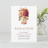 Save The Date Pot de fleurs d'automne Dahlia en bocal Mariage ph (Debout devant)