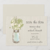 Save The Date Pot de fleurs en bocal rustique & Fleurs sauvages  (Devant / Derrière)