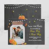 Save The Date Pot de jarretière de photo Chalk Pumpkin Invitatio (Devant / Derrière)