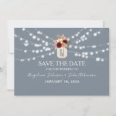 Save The Date Pot en verre rustique bleu poussiéreux pour annonc (Devant)
