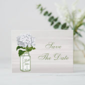 Save The Date Pot Mason & Hydrangea Blanche Annonce de Mariage " (Debout devant)