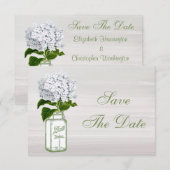 Save The Date Pot Mason & Hydrangea Blanche Annonce de Mariage " (Devant / Derrière)
