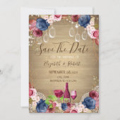 Save The Date Pot Mason Rustique, Dégustation de Vin Floral (Devant)