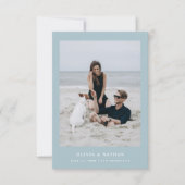 Save The Date Poudre Bleu Élégant Texte et Photo Mariage QR Code (Devant)