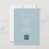 Save The Date Poudre Bleu Élégant Texte et Photo Mariage QR Code (Dos)