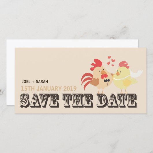 Save The Date Poulets Mariages de ferme Enregistrer la date de l (Devant / Derrière)
