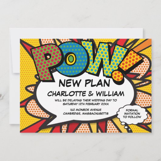 Save The Date POW Report Différé de Date Bande Dessinée Pop Art (Devant)
