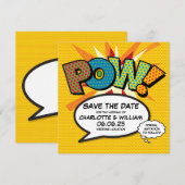 Save The Date POW Sauvegarder la date amusant rétro bande dessin (Devant / Derrière)