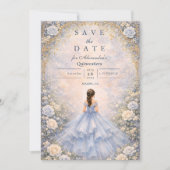 Save The Date Powder Blue Rose Garden Quinceañera (Devant)