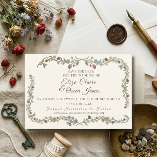 Save The Date Prairie Botanique de Fleurs Sauvages Coquette