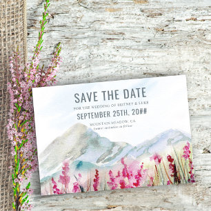 Save The Date Prairie de fleurs sauvages de montagne à l'aquarel