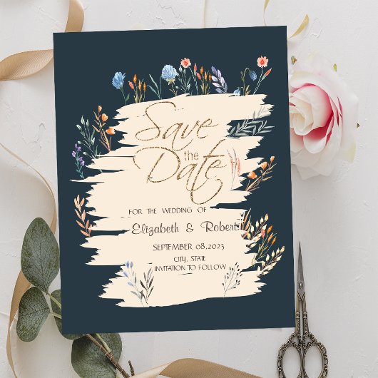 Save The Date Pré-annonce de mariage de prairie de fleurs sauvag