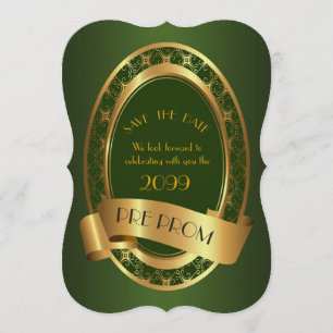 Save The Date Pré PromJunior, grand bal d'étudiants, vert vert,