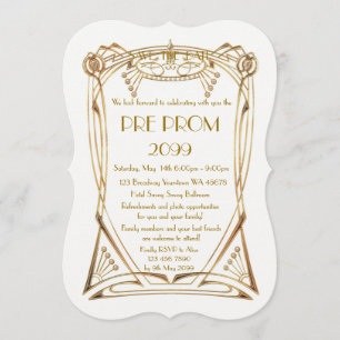 Save The Date Pré PromJunior, grand Gatsby, or, blanc,