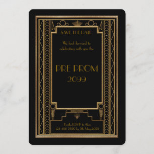 Save The Date Pré PromJunior, grand Gatsby, or, noir
