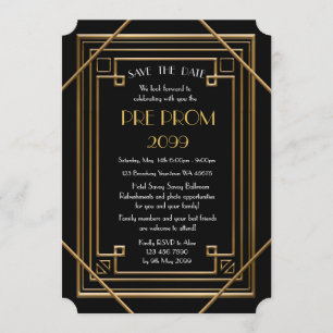 Save The Date Pré PromJunior, grand Gatsby, or, noir