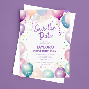 Save The Date Première fête d'anniversaire