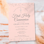 Save The Date Première Sainte Communion Blush Pink Silver Stardu<br><div class="desc">Une élégante Première Sainte Communion sauvez l'invitation de la date avec la poussière d'étoile argentée délicate sur un arrière - plan rose roux. Vous pouvez personnaliser avec vos détails spéciaux de célébration en texte argenté chic. Conçu par Thisisnotme©</div>