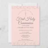 Save The Date Première Sainte Communion Blush Pink Silver Stardu (Devant)