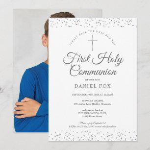 Save The Date Première Sainte Communion Photo Poussière d'Étoile